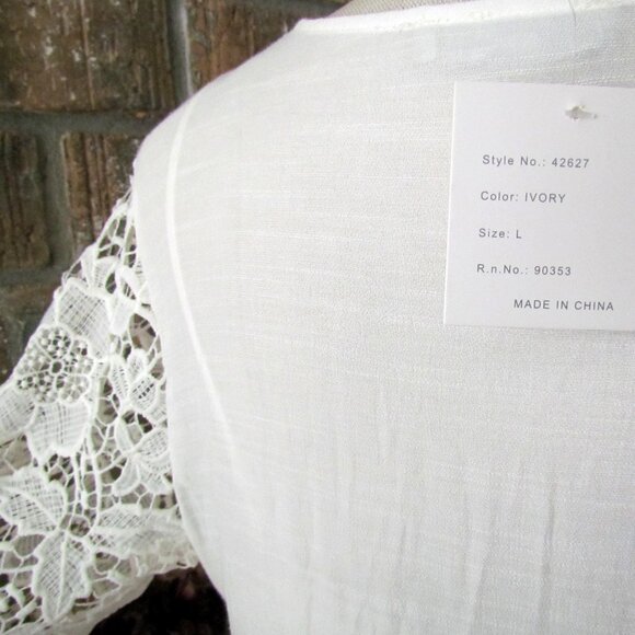 LACE DRESS or NIGHTGOWN, L, IVORY OVER-DRESS w KNEE-LENGTH SLIP by J. GEE, NWT - Picture 6 of 6